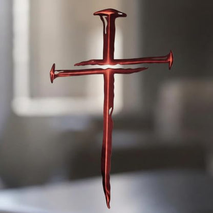 Cross of Nails Sticker - Vinyl Christian Sign Decal, Pack of 2, 6'' (Red) - color: Red