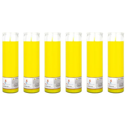 Mega Candles 6 pcs Unscented Yellow Glass Container Devotional Prayer Candles, Shortening Wax Candle 2 Inch x 8 Inch, Sanctuary, Vigils, Prayers, Spiritual, Blessings, Religious, Altar, Remembrance - color: Yellow