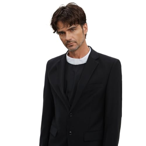 Unisex Clergy Tab Collar Clerical Bib Collar with Insert White Tab, 2pcs in Pack Black Color
