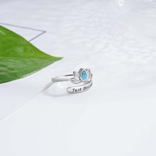 Sterling Silver Open Adjustable Ring Wrap Stack Statement Jewelry Gift - color: Just Breathe Turquoise