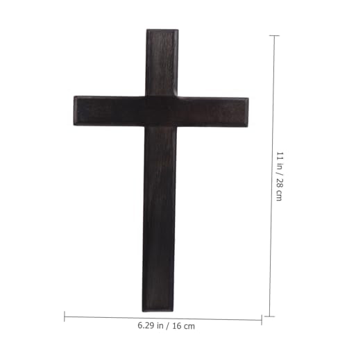 Ipetboom Wooden Cross for Wall - 11in Black Hanging Large Cross Rustic Christian & Catholic Wall Mounted Decor - Religious Wood for Home Bedroom Prayer Room Party Decor