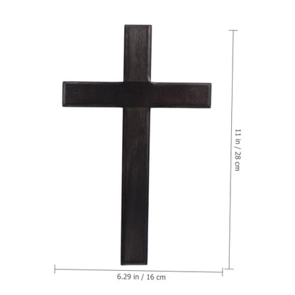 Ipetboom Wooden Cross for Wall - 11in Black Hanging Large Cross Rustic Christian & Catholic Wall Mounted Decor - Religious Wood for Home Bedroom Prayer Room Party Decor