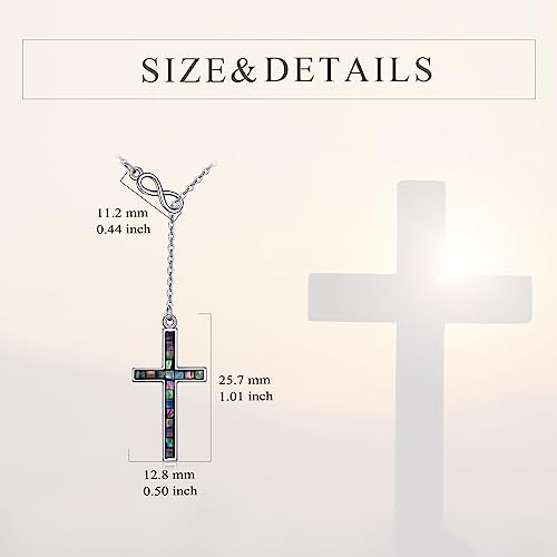 YFN Cross Necklace Sterling Silver Religious Cross Pendant Jewelry Christian Gifts for Women Men - style: D. Abalone Shell