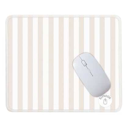 Mouse Pad for Desk with Stitched Edge, Premium Cute Washable Mouse Pads. Computer Mousepad with Non-Slip Rubber Base, Mousepads for Laptop, 9.25x7.75x0.12 inch (Cream Stripes) - color: Cream Stripes
