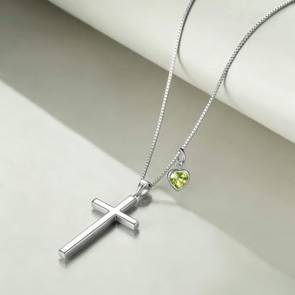 POPLYKE Cross Necklace 925 Sterling Silver Philippians 4:13 I Can Do All The Things Inspirational Necklace Gifts for Women Men 20+2'' - color: silver-08 August