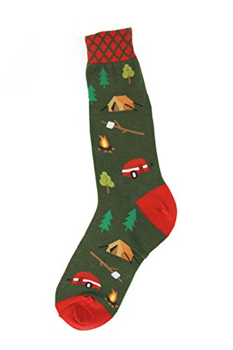 Foot Traffic Men's Outdoor-Themed Socks for Nature Lovers, Sizes 7–12 - color: Camping