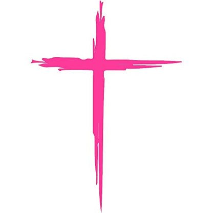 Cross Hand Drawn y3148 Vinyl Sticker Decals (Pack of 2) for Car Bumper Window Laptop Tablet Phone (4.4 inch x 6 inch,Hot Pink) - color: Hot Pink, size: 4.4 inch x 6 inch
