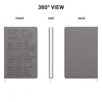 WORLD TRAVELER Large Lined Journal Notebook 256 Ruled White & Ivory Pages - color: Be Bold - Gray