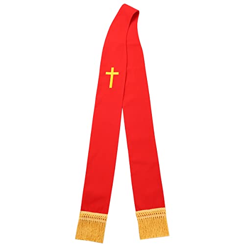 BLESSUME Church Clergy Pastor Cross Embroidered Stole - color: Red 4