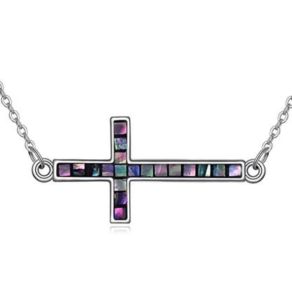 YFN Cross Necklace Sterling Silver Religious Cross Pendant Jewelry Christian Gifts for Women Men - style: E. Abalone Shell