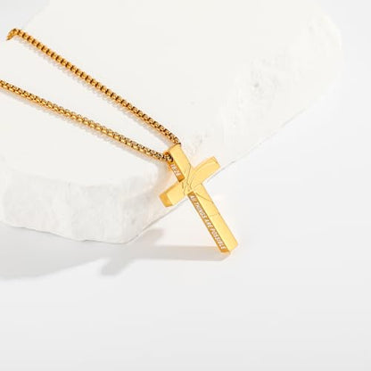 Gnamy Basketball Cross Necklace Gifts for Boys Men, Cross with Bible Verse Stainless Steel Pendant Chain Easter Christian Religious Jewelry Gifts for Him Kids Teenage Teens - color: Gold, style: PHILIPPIANS 19:26