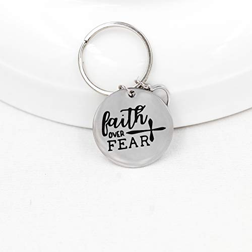 Uloveido Stainless Steel Faith Cross Keychain & Jesus Loves Me Christian Keyring Mustard Seed Charms Religious Jewelry - style: Faith Over Fear-heart