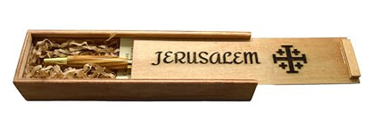 Olive wood from Israel hand turned pen with wooden gift box engraved Jerusalem Cross