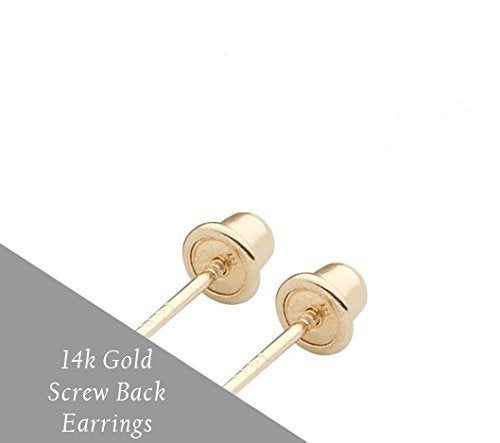 Little Solid Gold 14k Screw Back Cross Stud Earrings - color: Yellow Gold