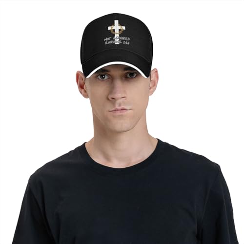 Jesus Baseball Cap for Men and Women Adjustable Christian Trucker Hat Fashion Cross Golf Hat - color: Jesus Not Ashamed Romans 1:16