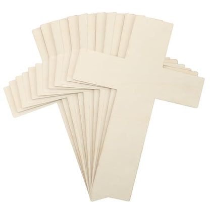 Anglechic 12 Pack Wooden Cross Craft 12 Inch Wood Crosses for Crafts - color: Cross, size: 12 Inch
