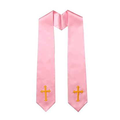Clergy Stole & Choir Stole with Embroidered 60/72" - color: Pink, size: 60 inch