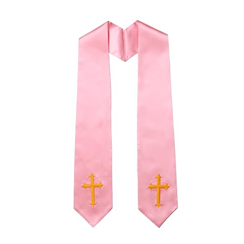 Clergy Stole & Choir Stole with Embroidered 60/72" - color: Pink, size: 60 inch