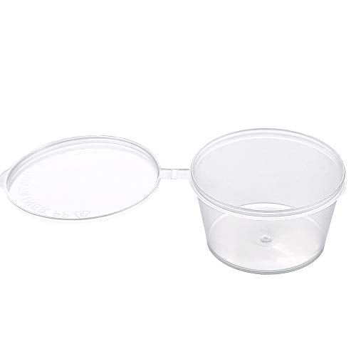 Brightalk [4 oz. - 100 Sets] Disposable Plastic Portion Cups with Lids, Stackable Airtight Dressing Container To Go, Jello Shot Cups Souffle Cups Sauce Cups - size: 4 oz. - 100 Sets