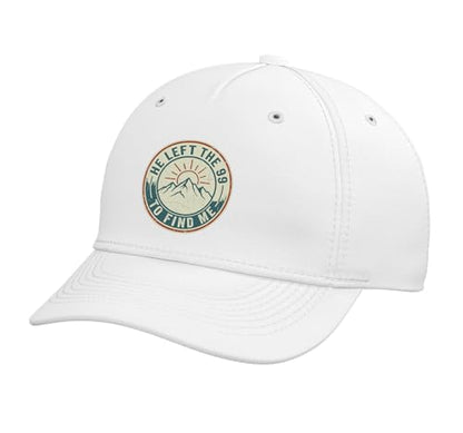 He Left The 99 to Find Me Retro Christian Bible Verse Adjustable Baseball Hat - color: White
