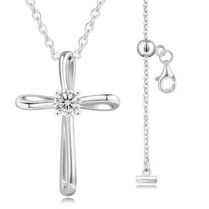 KRKC&CO Moissanite Cross Necklace for Women: D Color VVS1 0,09-0,3ct - color: Silver B