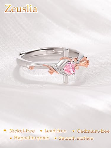 Birthday Gifts Birthstone Rings for Women 925 Sterling Silver Birthstone Rings Anchor/Tree of Life/Snake/Rose Cross Faith Religous Jewelry Gift for Wife Mom Grandma - color: 10-Tourmaline (C), style: Rose Cross