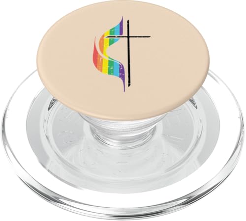 Gay Christian Cross Rainbow Methodist LGBTQ Pride Men Women PopSockets PopGrip for MagSafe - style: Magnetic PopGrip
