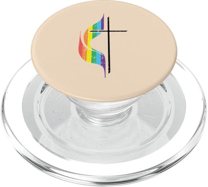 Gay Christian Cross Rainbow Methodist LGBTQ Pride Men Women PopSockets PopGrip for MagSafe - style: Magnetic PopGrip