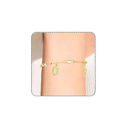 J&H DiaJuvelo Catholic Rosary Bracelet for Women 14K Gold Virgin Mary Rosarios Jesus Cross Charm Link Chain Virgen de Guadalupe Religious Jewelry Gifts for Confirmation Baptism First Communion - style: Gold Rosary C