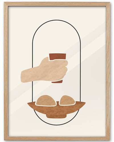 KensTro 16x20 Oak Framed Holy Communion Christian Wall Art - color: Boho Holy Communion-Framed, size: 20"L x 16"W