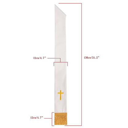 BLESSUME Church Clergy Pastor Cross Embroidered Stole - color: White 6
