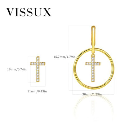 18K Gold Plated Hoop Earrings for Women, NICKEL-FREE & HYPOALLERGENIC, Timeless Jewelry Gift - color: Gold-cross