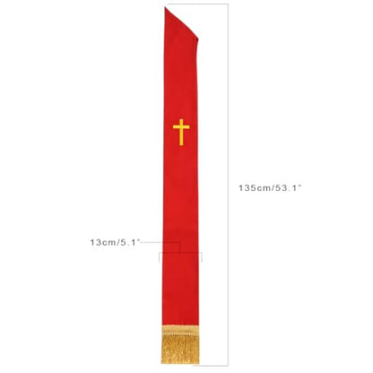 BLESSUME Church Clergy Pastor Cross Embroidered Stole - color: Red 11