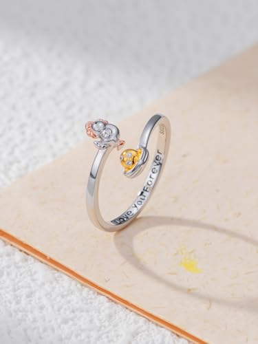 Dorunmo Adjustable Open Rings 925 Sterling Silver Cute Animal Rings for Women Vintage Jewelry Gifts - style: Chicken