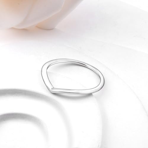 Helonley Birthstone Stack Rings for Women: 925 Sterling Silver Stacked Ring - color: Wishbone Ring