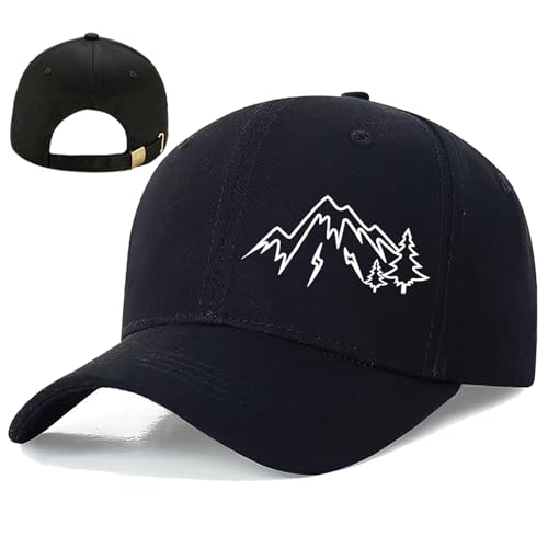 Baseball Cap Snapback Hats for Men Black Baseball Hat Cotton Trucker Dad Hat for Men - color: Mountain Tree