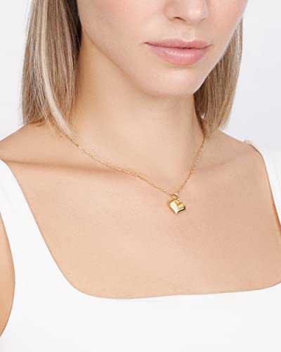 Jewelry Atelier Gold Filled Pendant Necklace Collection - 14K Yellow Gold Filled Pendant Necklace with Solid Clip Chain for Women (Different Sizes and Styles with Extension/Adjustable Chain) - style: Puffed