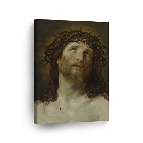 Smile Art Design Head of Christ Crowned with Thorns by Guido Reni Reproduction Canvas Wall Decor Print Jesus Christ Religious Family Room Home Decor Wall Art Christian Ready to Hang - 12x8 - color: Christian Canvas V25, size: 12"L x 8"W