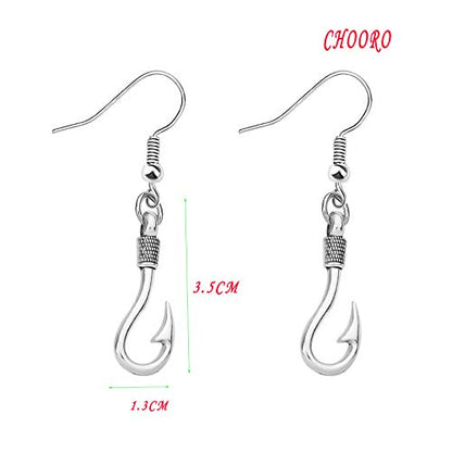CHOORO Fish Hook Earrings Fishing Hook Pendant Jewelry Fishing Girlfriend Gift for Girlfriend Jewelry Gifts Womens Earrings Fish Hook for Her
