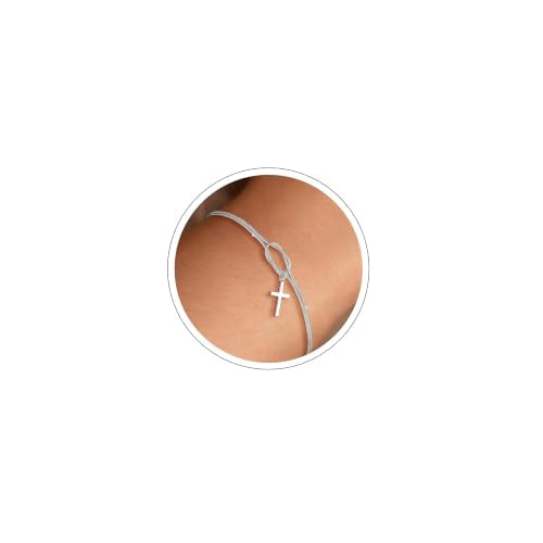 Moodear Cross Bracelet for Women, Dainty Sterling Silver/Gold Plated Gift - color: Snake Silver Knot Cross Bracelet