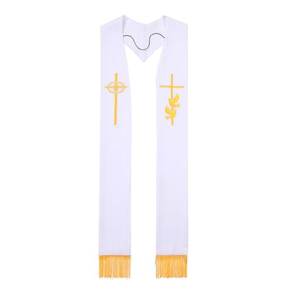 Pastor Wedding Stole with Embroidery Cross/Dove 94”/98" for Clergy