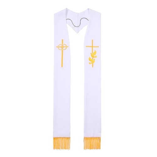 Pastor Wedding Stole with Embroidery Cross/Dove 94”/98" for Clergy