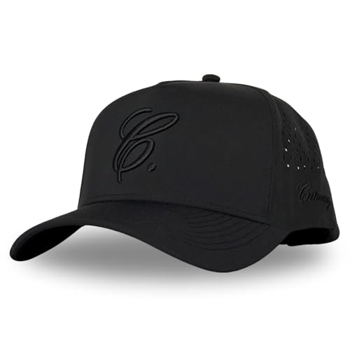 CITRUSY Athletic Trucker Golf Hat | Performance Mens 5 Panel Cap | Cool Breathable Waterproof Workout Running Snapback - color: Signature C. | Black