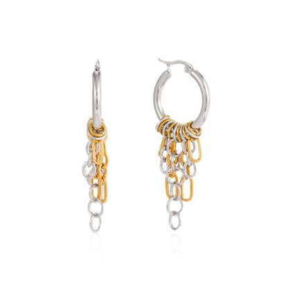 Gold Dangle Earrings for Women，Tassel Hoop Earrings with Charms - color: D