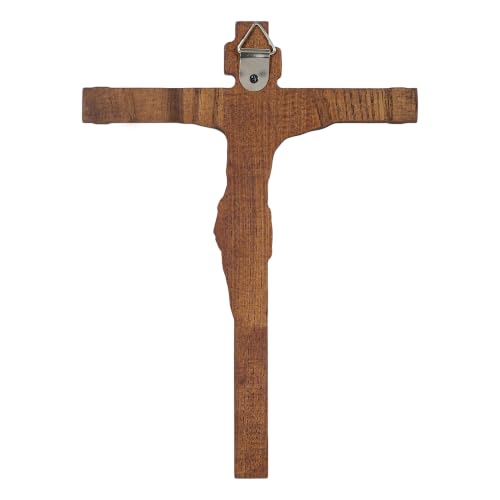 9.84in Handmade Catholic Wooden Wall Crucifix, Baptism Religious Faith Gift - size: 9.8"L x 7.2"W