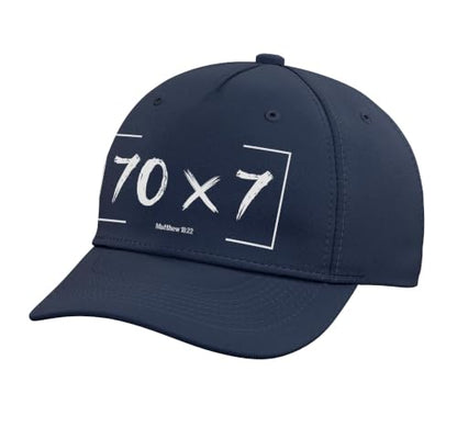 Christian Bible Verse Forgiveness Forgive Matthew 18:22 Gift Adjustable Baseball Hat - color: Navy Blue