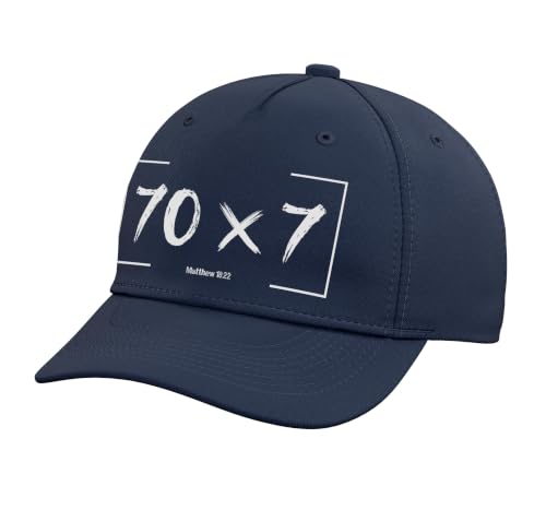 Christian Bible Verse Forgiveness Forgive Matthew 18:22 Gift Adjustable Baseball Hat - color: Navy Blue