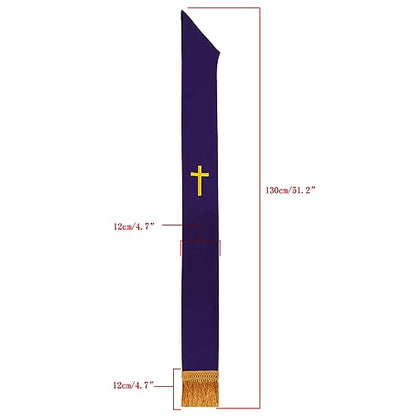 BLESSUME Church Clergy Pastor Cross Embroidered Stole - color: Purple 7