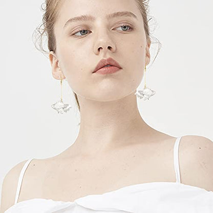 Funny Cute Long Transparent Resin Goldfish Dangle Drop Earrings Creative Chic Personalized Simulation Fish Earrings for Women Statement Jewelry Gifts - color: White