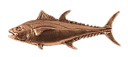 Bluefin Tuna Fish Pin, Pewter, Lapel, Hat, Pins, Brooch, Brooches, Jewelry, Gift, Handmade in the USA, 200 Fish Designs Available. S009Z - color: Copper Plated